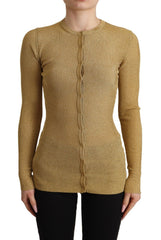 Women's Viscose Blend Cardigan Gold Polyester Clothing