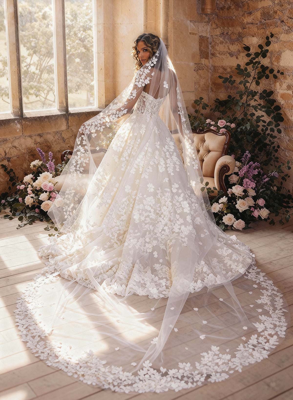 Ball-Gown Sweetheart Sleeveless Court Train Wedding Dresses With Appliques Lace