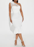 Elegant One-Shoulder Sleeveless Mermaid Tea-Length Tulle/Elastic Satin Cocktail Dresses With Bow(s)