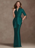 Modest V-Neck Sheath/Column Satin Mother Of The Bride Dresses With Back Slit