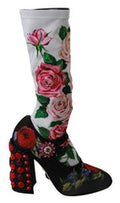 Women's Black Floral Socks Crystal Jersey Boots Shoes Nylon Polyester Elastane