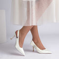 Stiletto Heel Silk Like Satin Point Toe Wedding Shoes With Rhinestone/Bowknot