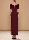 Sheath/Column Off-The-Shoulder Ankle-Length Elastic Satin Evening Dresses With Bow(s)