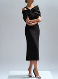 Flattering Asymmetrical Tea-Length Matte Satin Cocktail Dresses With Bow(s)
