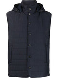 Manzoni24 Detachable Hoodie Padded Gilet — Navy