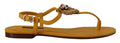 Women's Mustard Leather Devotion Flats Sandals Shoes Yellow