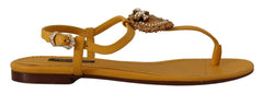 Women's Mustard Leather Devotion Flats Sandals Shoes Yellow