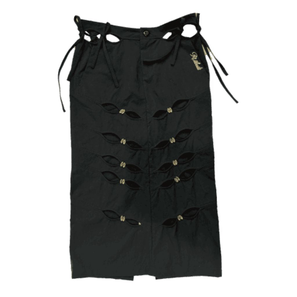 Embroidery Cutout Cargo Maxi Skirt | Onyx