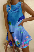 Sleeveless Under The Sea Print Mini Dress