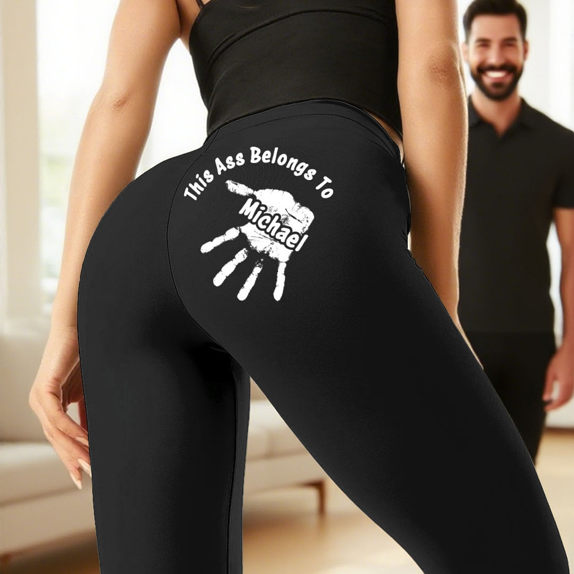 Personalizado This Ass Belongs To Palm Stretch Leggings Pantalones de Yoga con Nombre Accesorios Deportivos Diarios Cumpleaños Aniversario Regalo para Novia Esposa