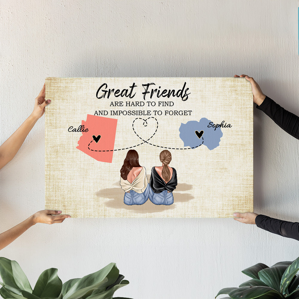 Personalizada de larga distancia de Estado a Estado Mapa Pintura en lienzo con nombre Decoración del hogar Graduación Amistad Regalo para la familia amigo