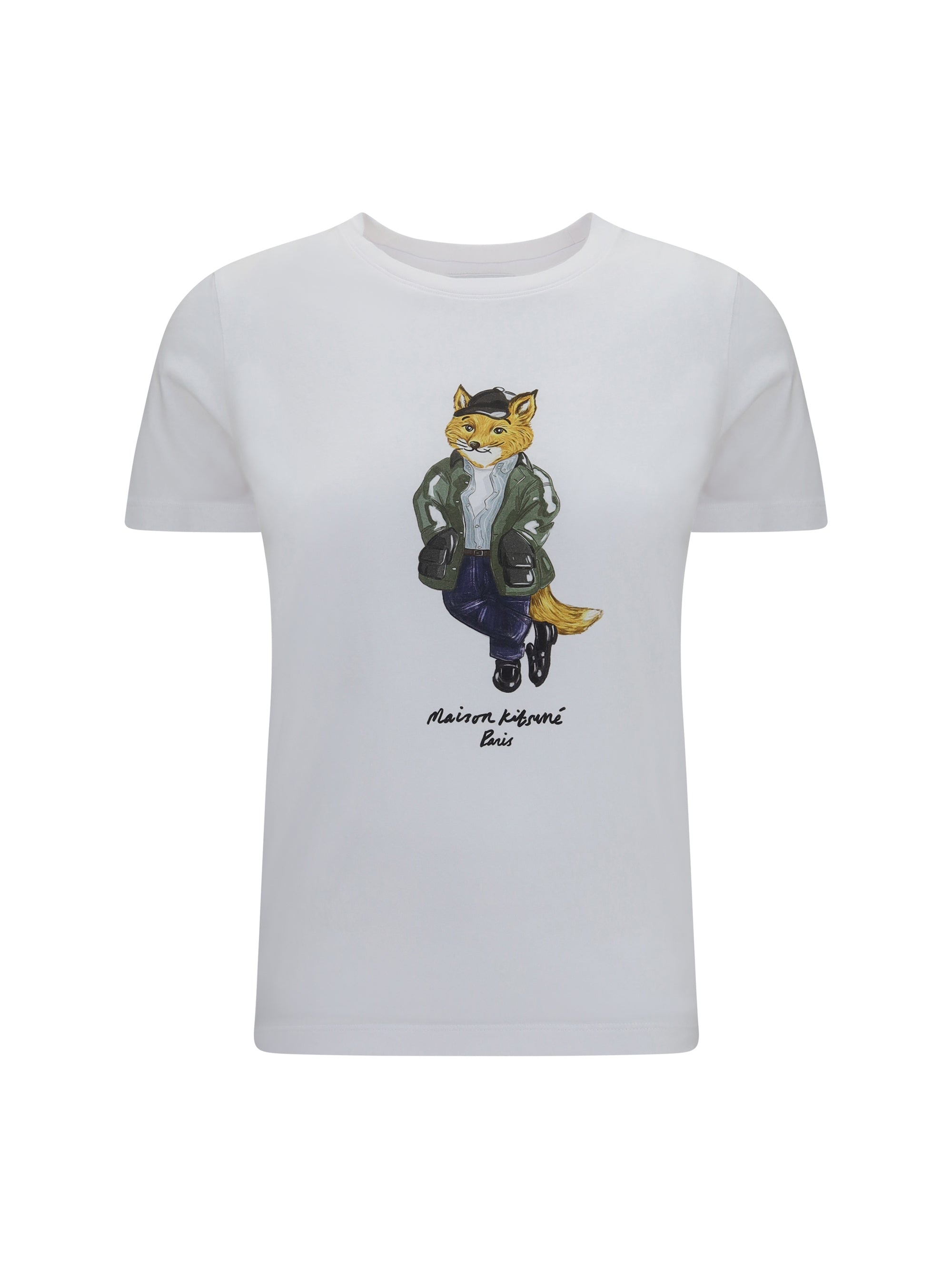 Maison Kitsuné Logo-Print Cotton T-Shirt — White