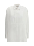 Golden Goose Pleated Cotton Poplin Shirt — White
