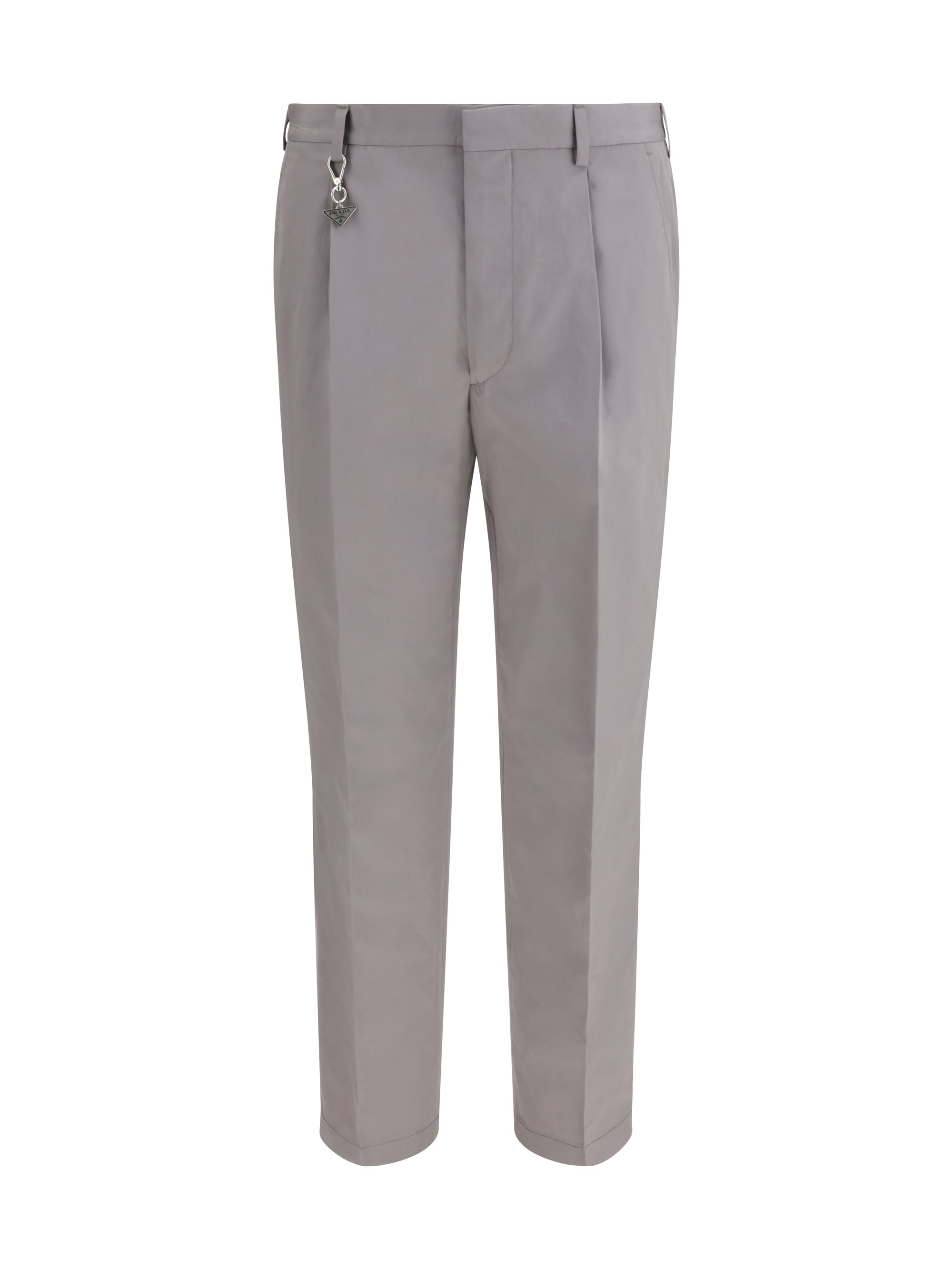 Prada Tailored Cotton Poplin Trousers — Gray