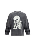 Palm Angels Skull Graphic Double-Layered T-Shirt — Gray