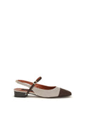 Carel Paris Canvas & Leather Slingback Slingback Flat — Beige