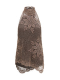 Magda Butrym Crochet Lace High-Neck Tunic — Brown