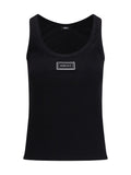Versace Logo-Patch Ribbed Cotton Tank Top — Black