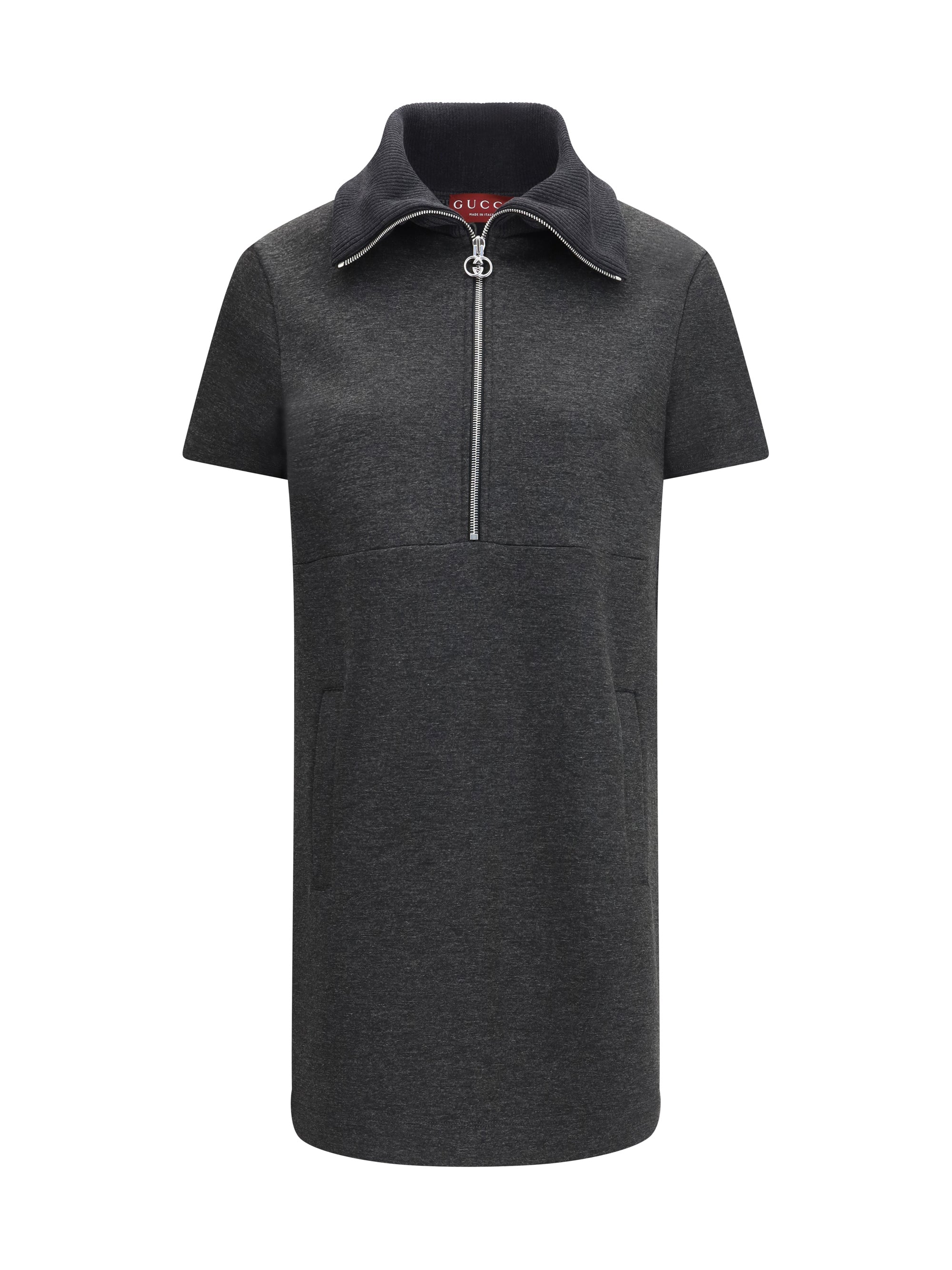 Gucci Double GG Logo Cotton Dress — Gray