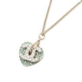 Gold Plated Rhinestone CC Logo and Heart Pendant Necklace
