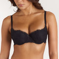 Lounge Underwear Lace Balconette Extreme Push-Up Bra - Black