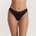 Lounge Underwear Soft Ribbed Thong - Black