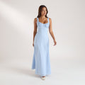 Lounge Underwear Corset Back Maxi Dress - Blue
