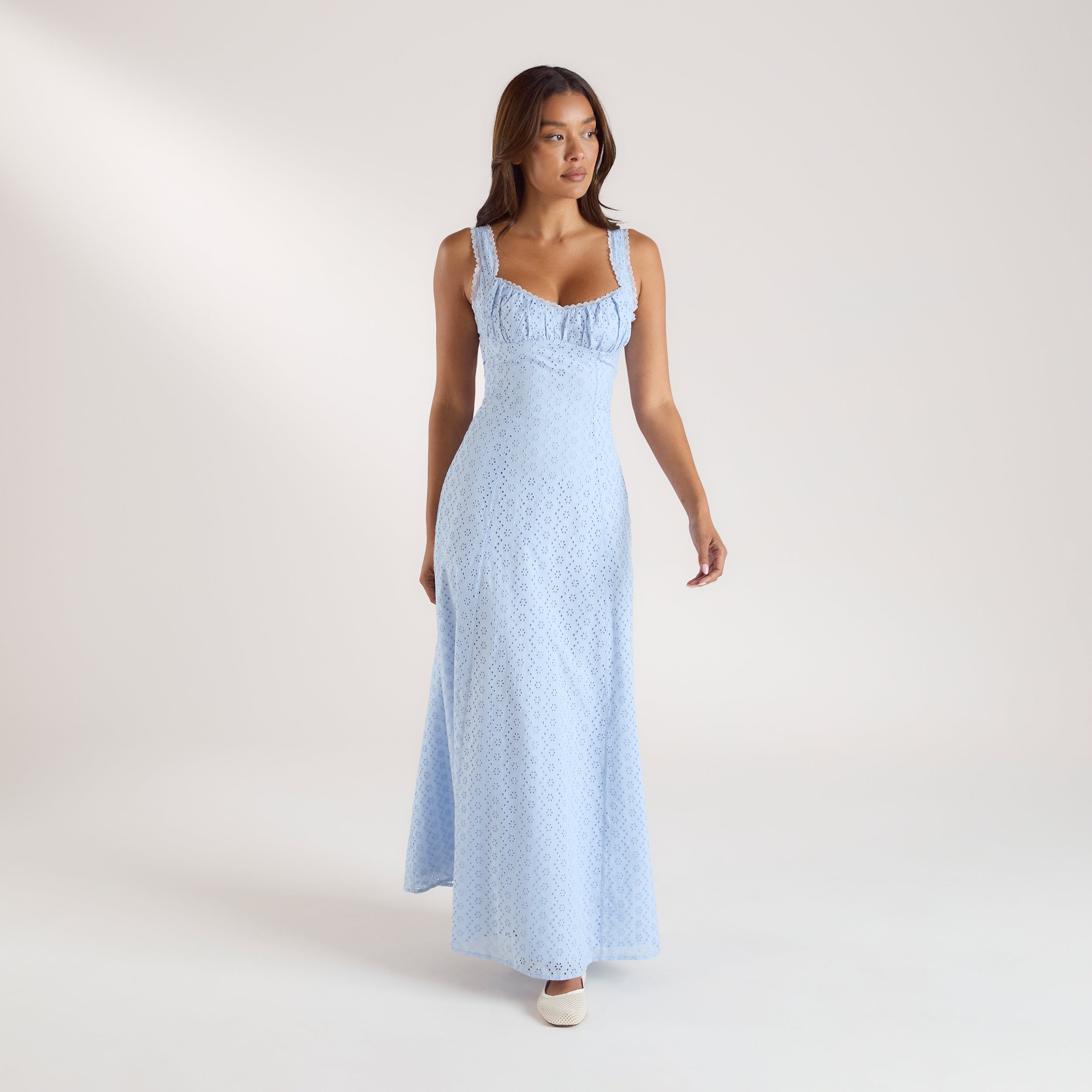 Lounge Underwear Corset Back Maxi Dress - Blue