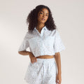 Lounge Underwear Bloom & Stripe Short-Sleeved Pyjama Shirt - Blue