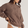 Lounge Underwear Cable-Knit Jumper - Brown