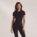 Lounge Underwear Cotton Blend Short Sleeve Top - Black