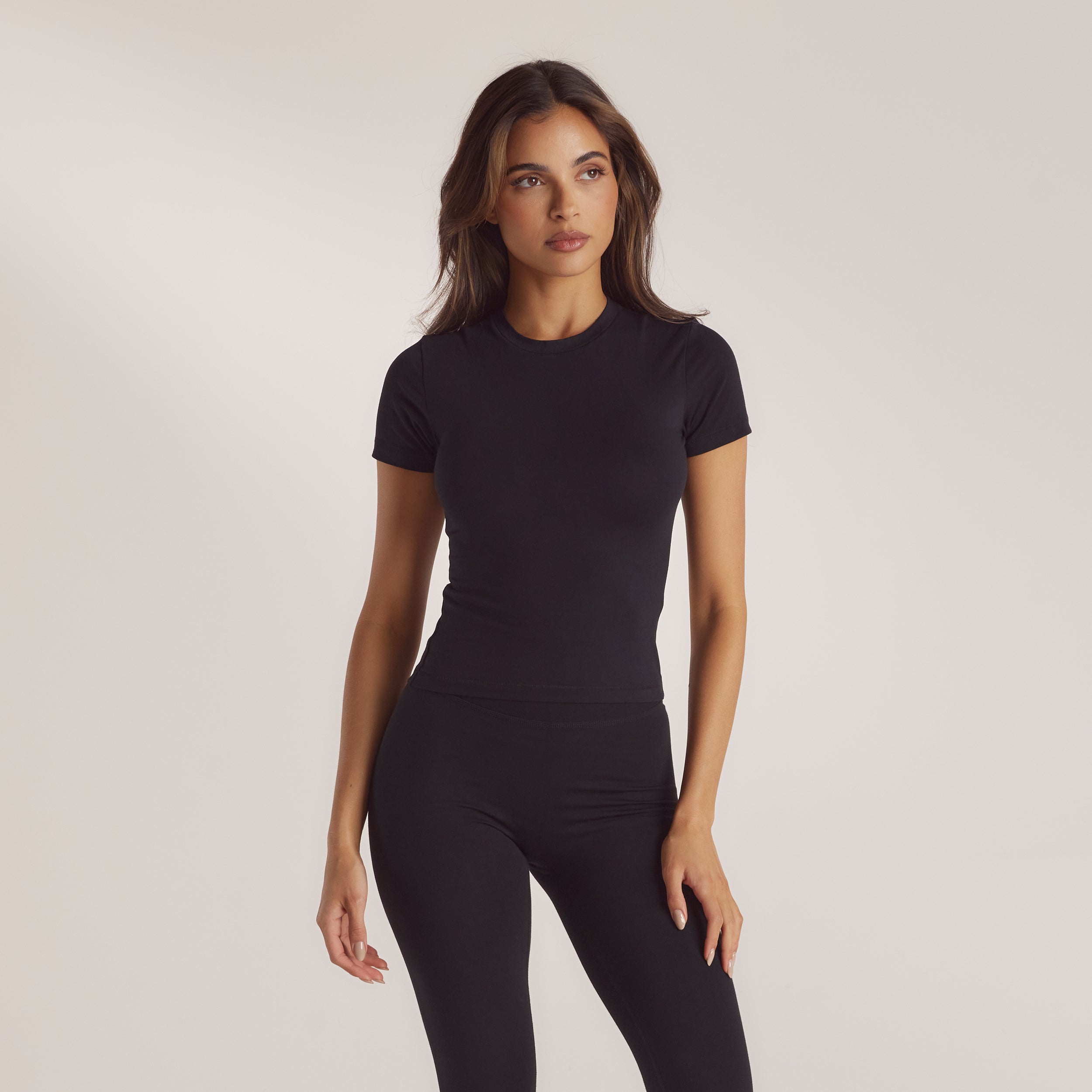 Lounge Underwear Cotton Blend Short Sleeve Top - Black