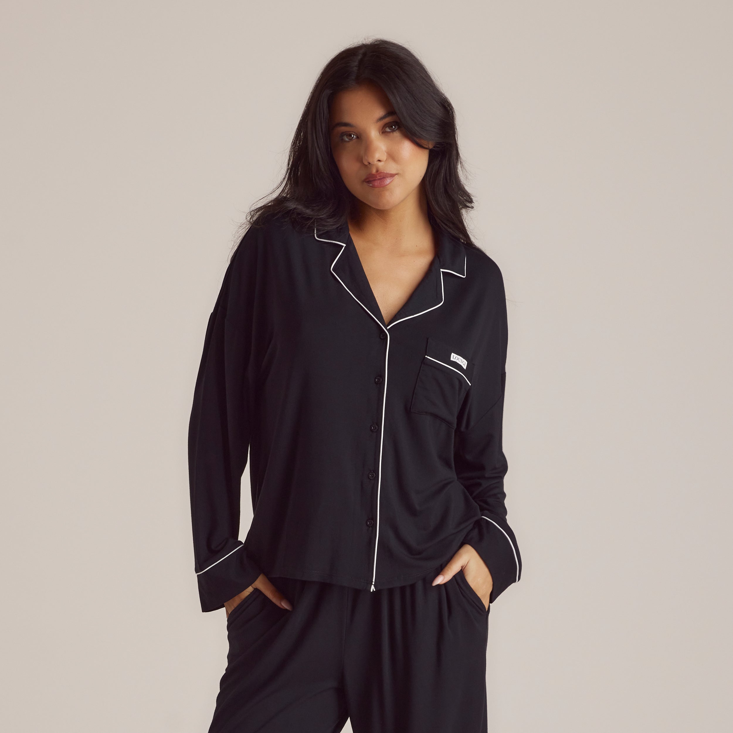 Lounge Underwear Modal Pyjama Shirt - Black