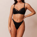 Lounge Underwear Ribbed Balcony Bra  - Black