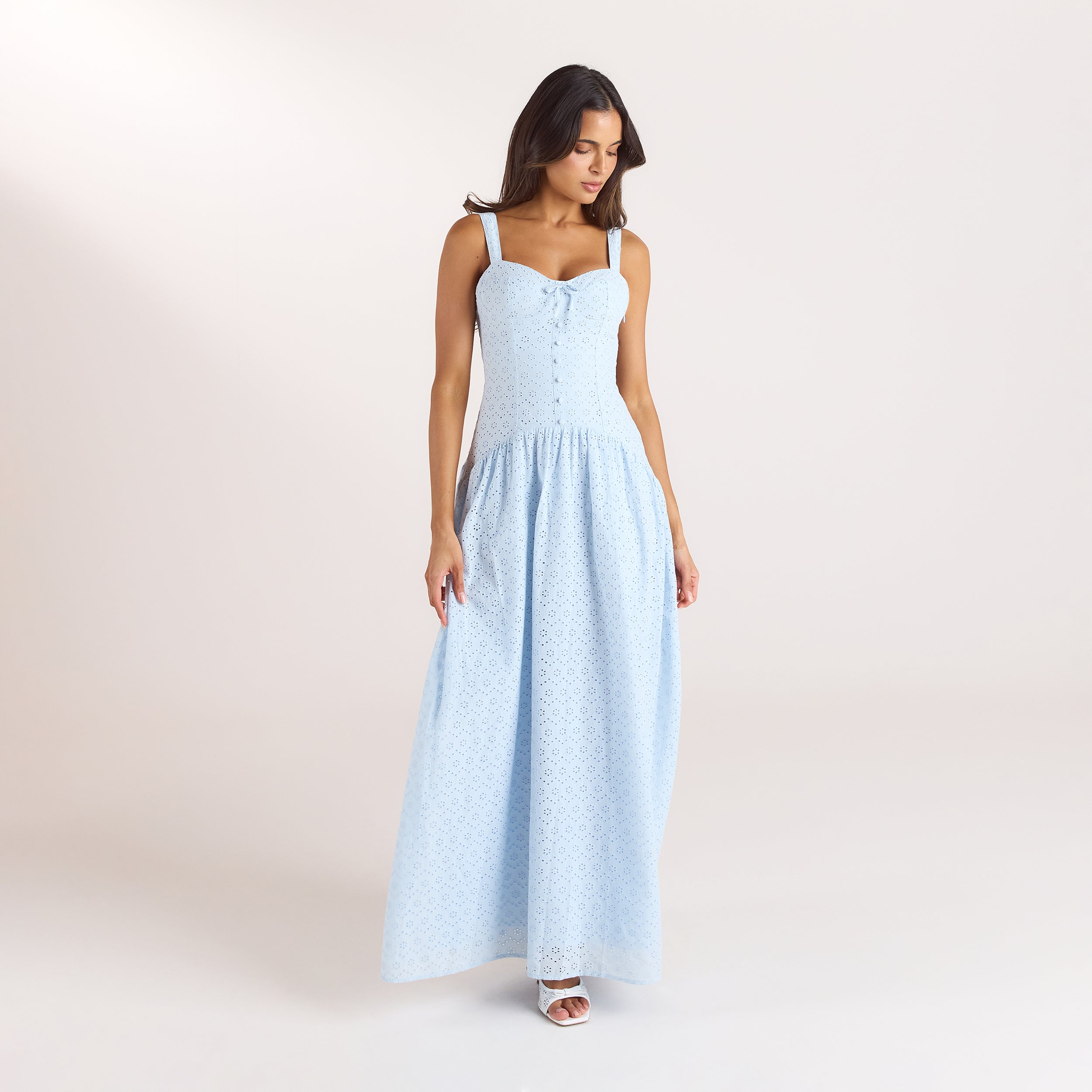 Lounge Underwear Broderie Maxi Dress - Blue