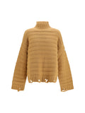Jersey de cuello alto de lana desgastado MM6 Maison Margiela — Beige