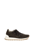 Brunello Cucinelli Suede Lace-Up Sneaker — Black