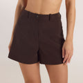 Lounge Underwear High-Waisted Tailored Shorts - Chocolate