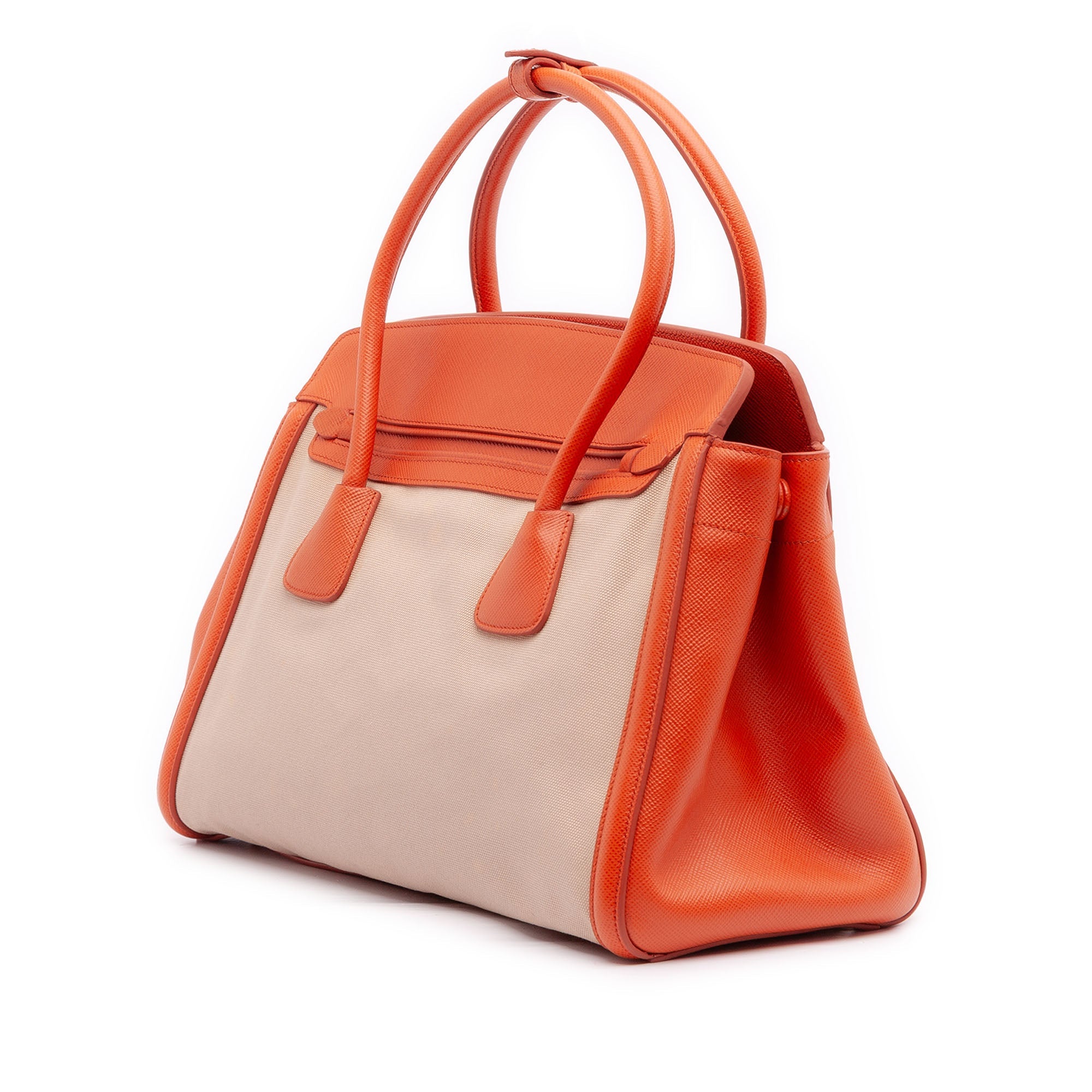 Bicolor Saffiano Cuir Trimmed Canvas Satchel
