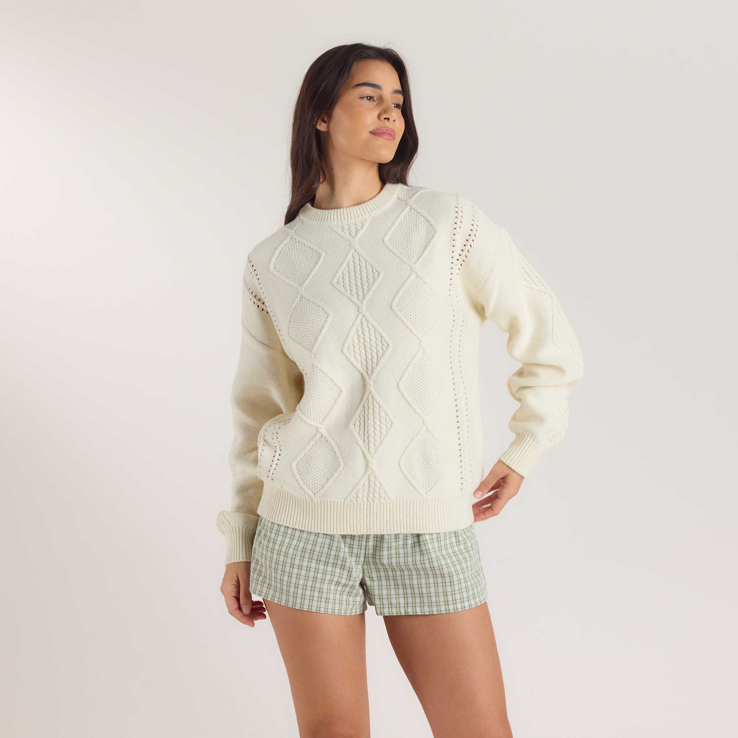 Lounge Underwear Cable-Knit Jumper - Cream