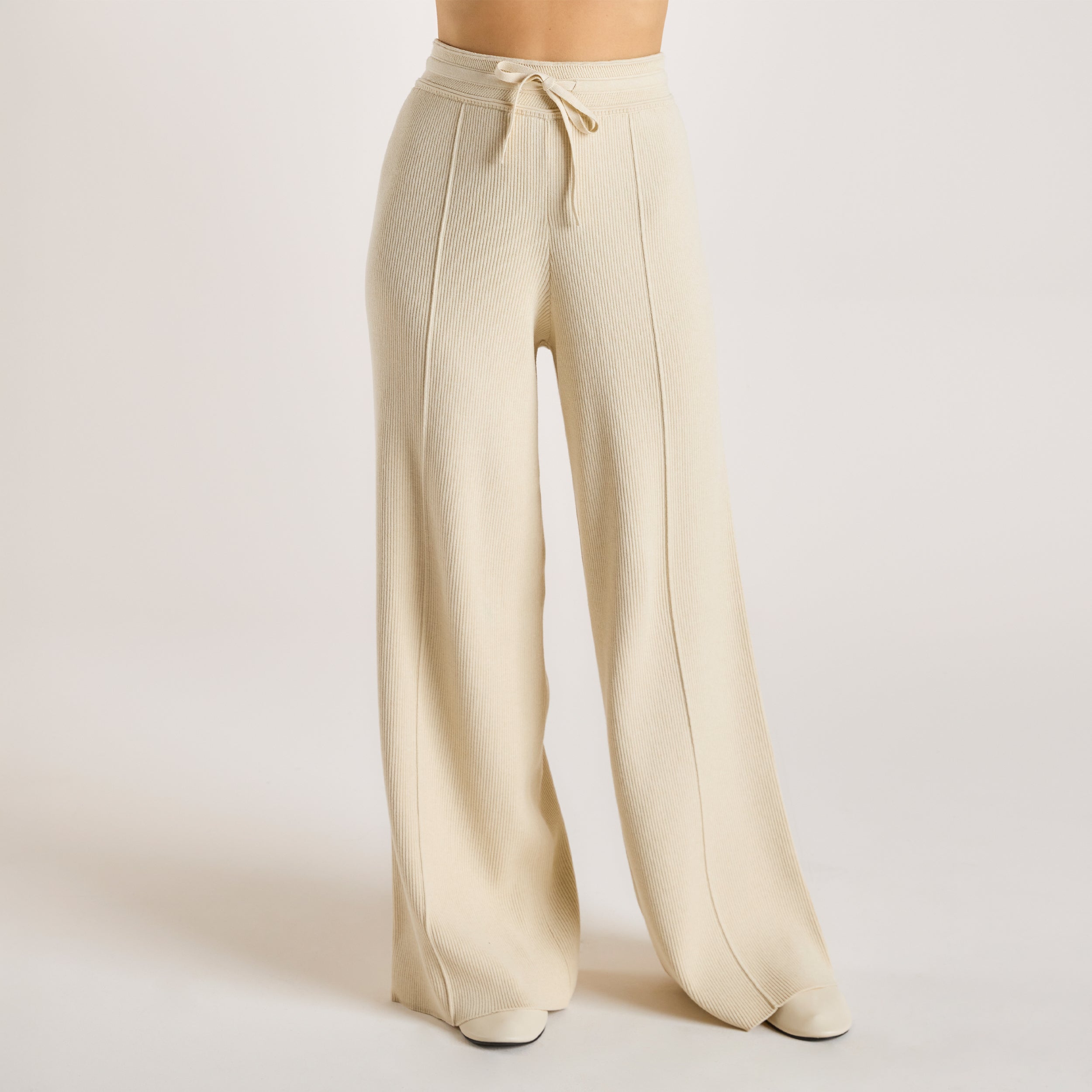 Lounge Underwear Wide Leg Knitted Trousers - Cream