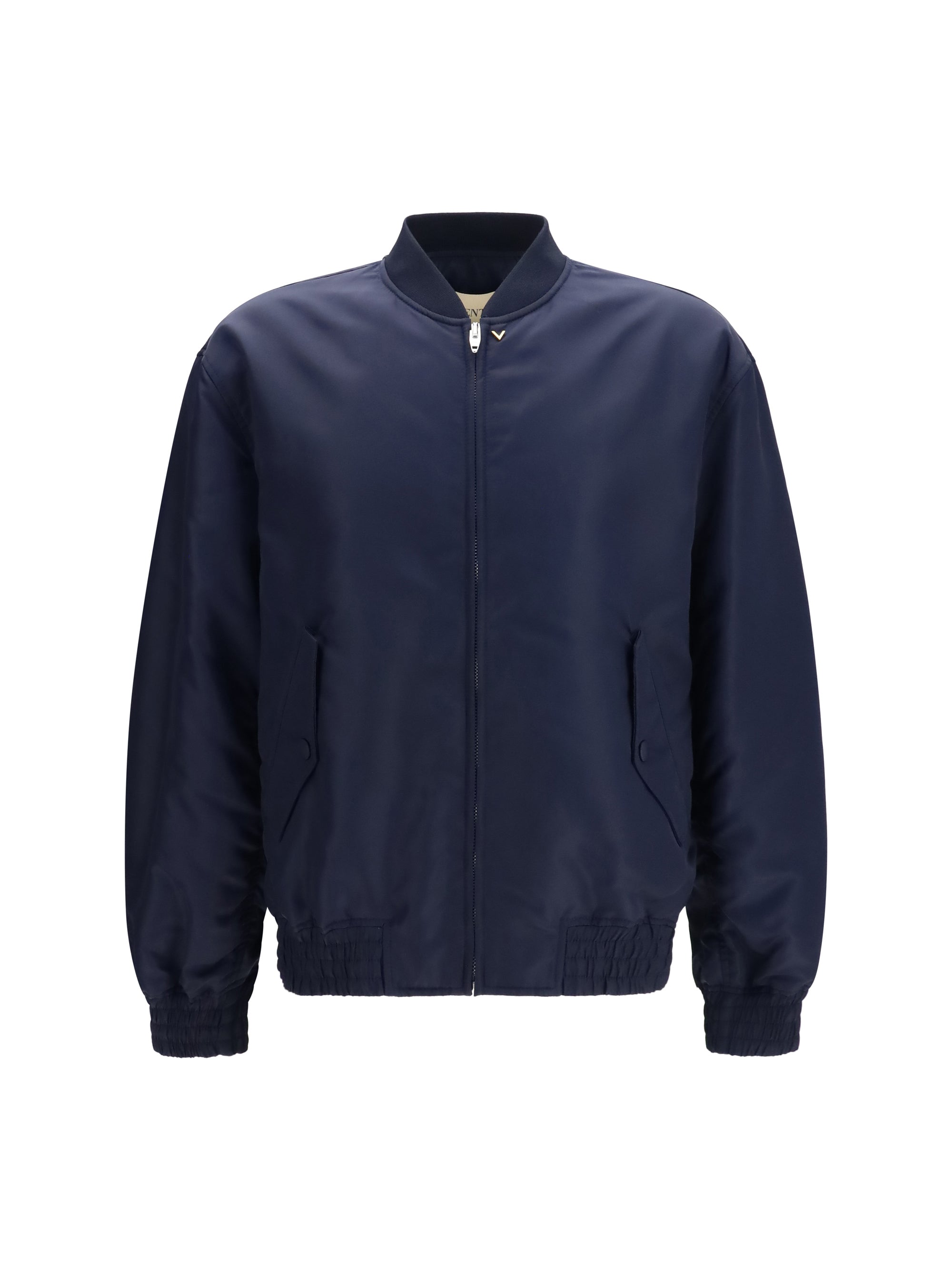 Valentino Nylon with Ruffled Cuffs Jacket — Navy