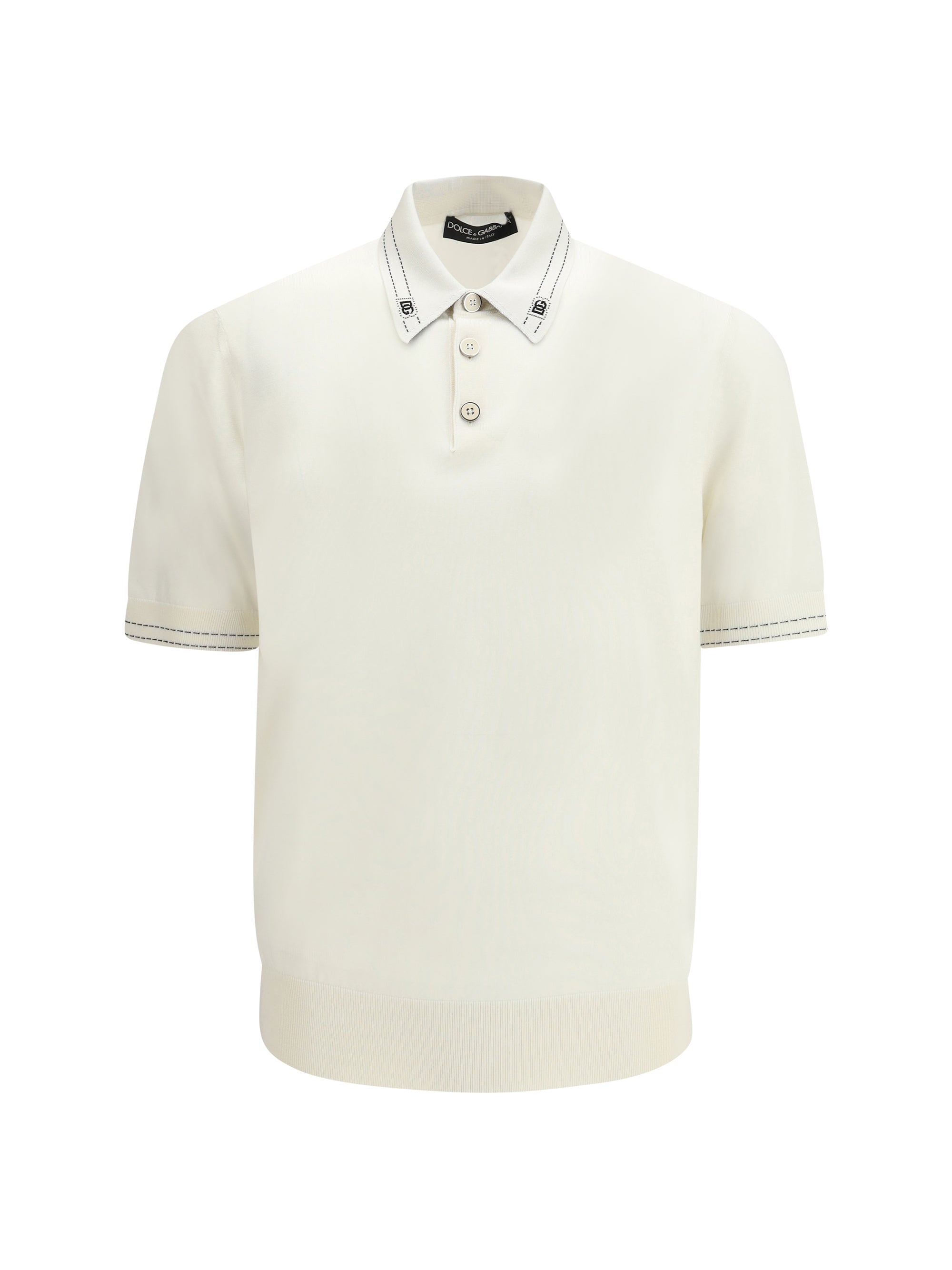 Dolce & Gabbana Silk Knit Polo — White