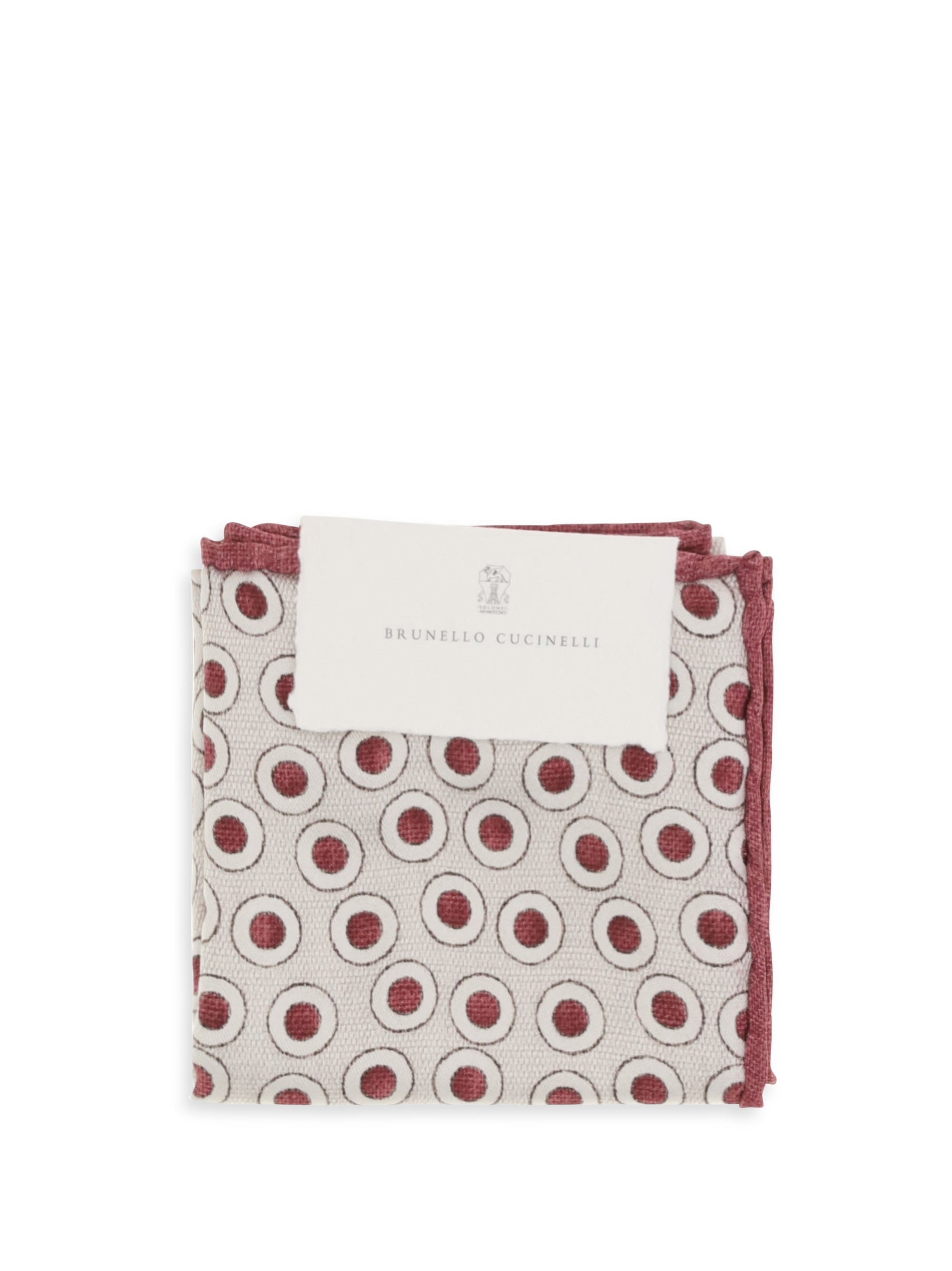 Brunello Cucinelli Silk Polka-Dot Pocket Square — Beige