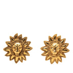 CC Gold Plated Lion Sunburst Clip on Earrings