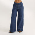 Lounge Underwear High-Waisted Wide-Leg Jeans - Blue