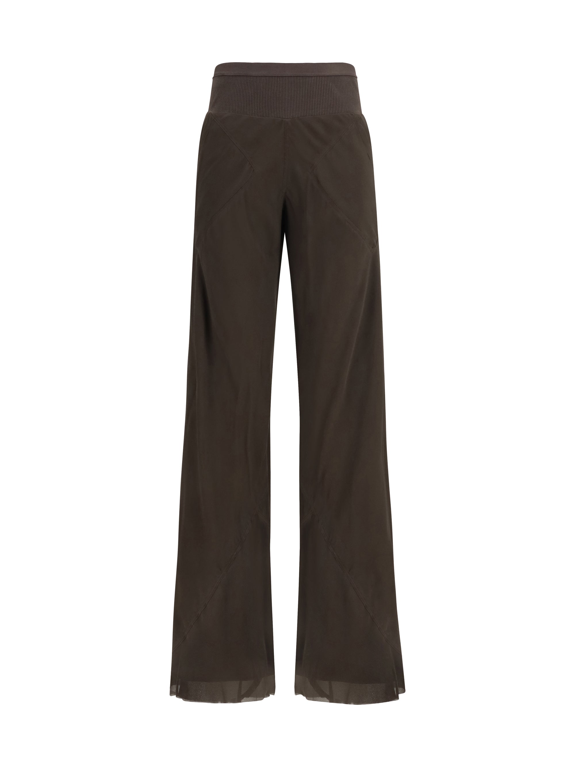 Rick Owens Bias-Cut Silk-Cupro Trousers — Brown