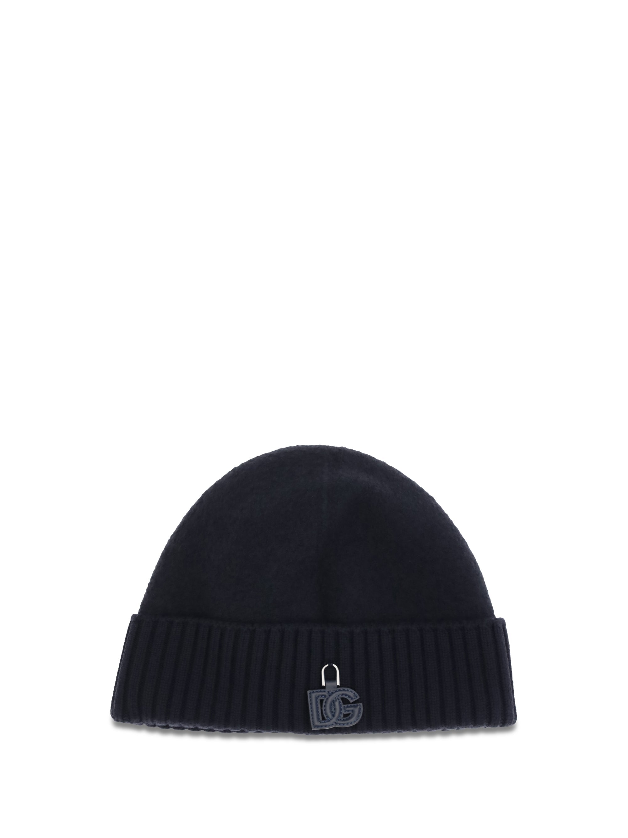 Dolce & Gabbana GX53KTJDVLQ Ribbed Wool Beanie — Black