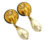 CC Gold Plated Resin and Faux Pearl Drop Clip On Earrings