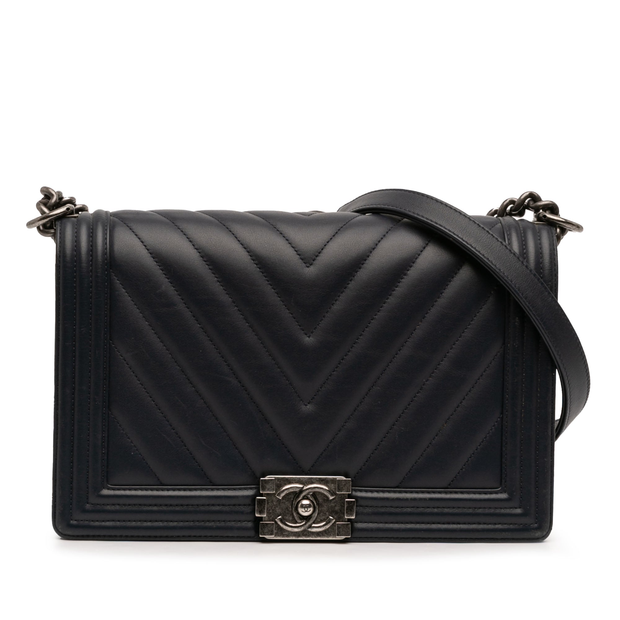 Medium Chevron Lambskin Boy Flap